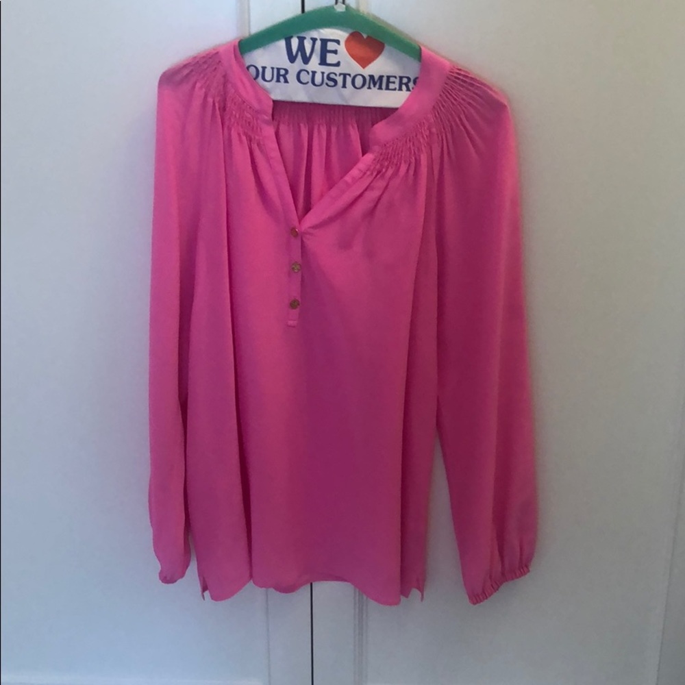 Neon pink Lilly Pulitzer silk top